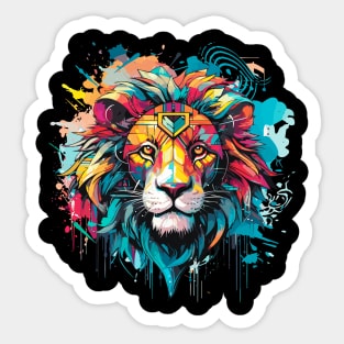 painted Lion Faces Sticker